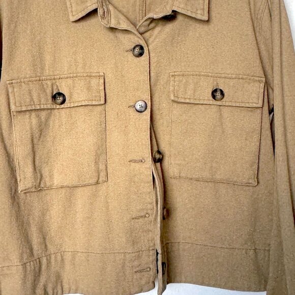 Utility Jacket Women Size Large Tan Button-Down Long Sleeved - Picture 9 of 9